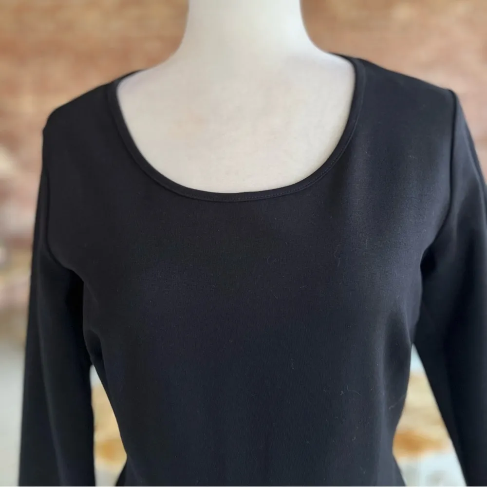 Lola Grace Dress Skater Knit Scalloped Skater Black Long Sleeve M Fit and Flare Size M - Image 3