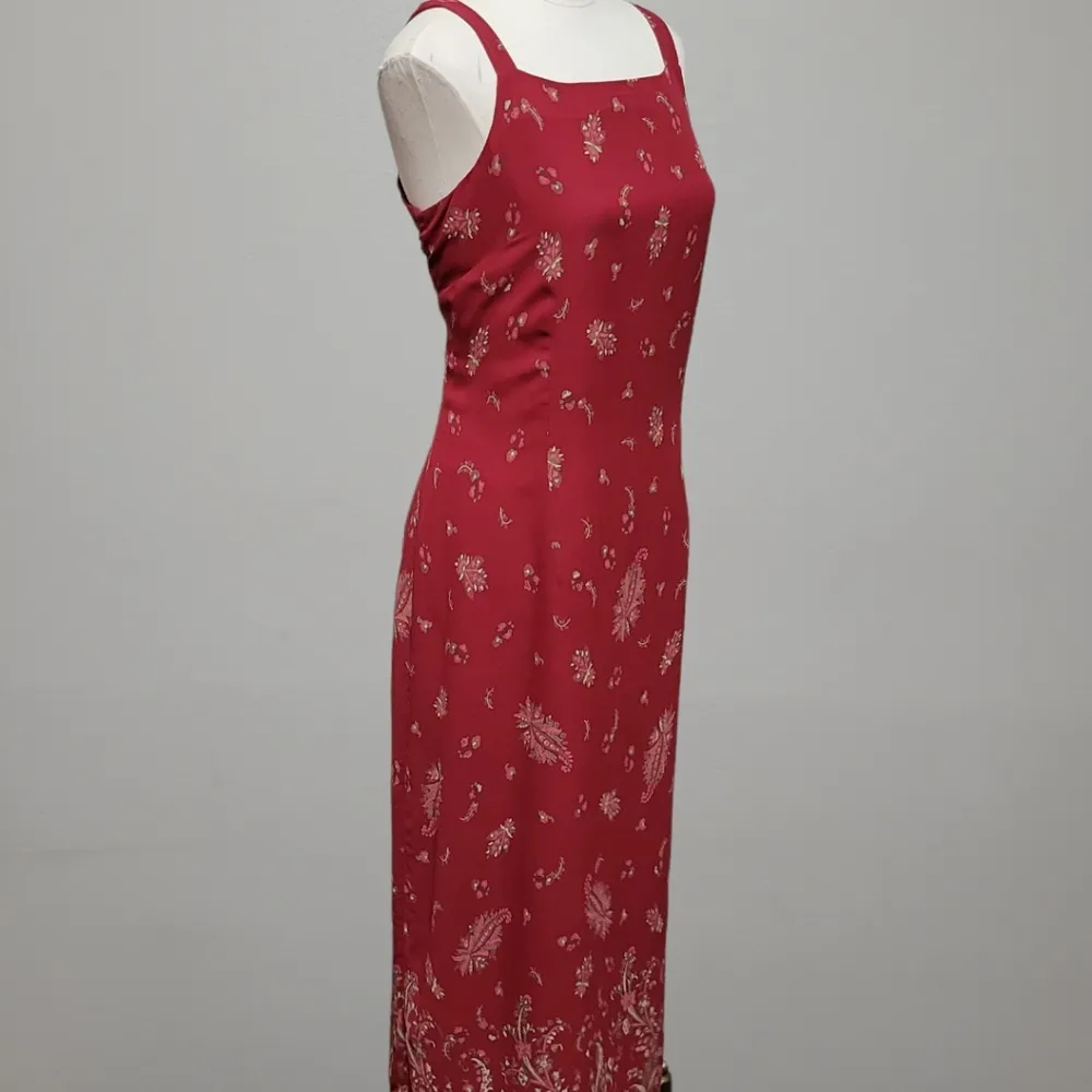 Eddie Bauer red floral maxi dress size 12p - Image 3