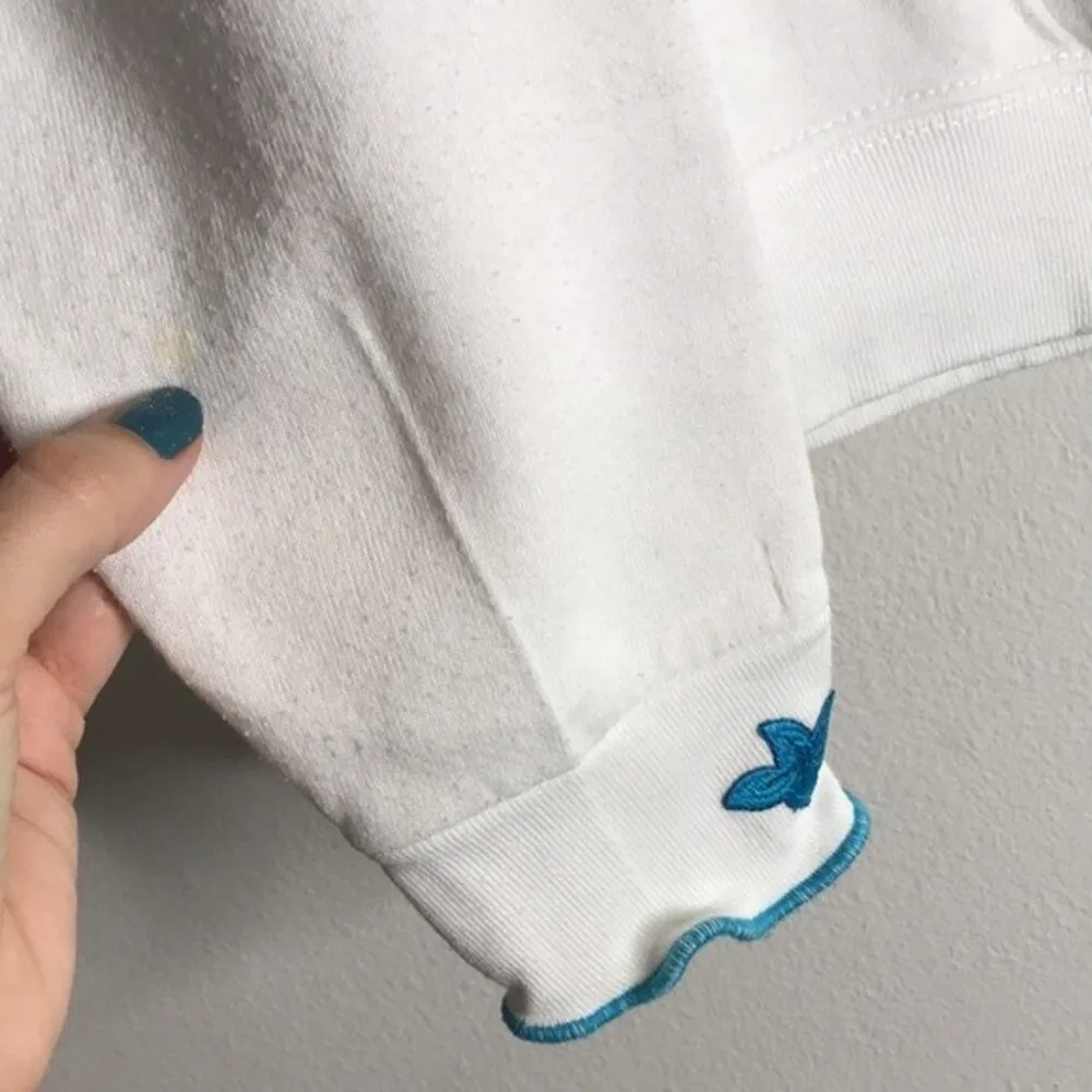 Vtg embroidered fish pullover sweater size medium 90s granny cute retro White - Image 6