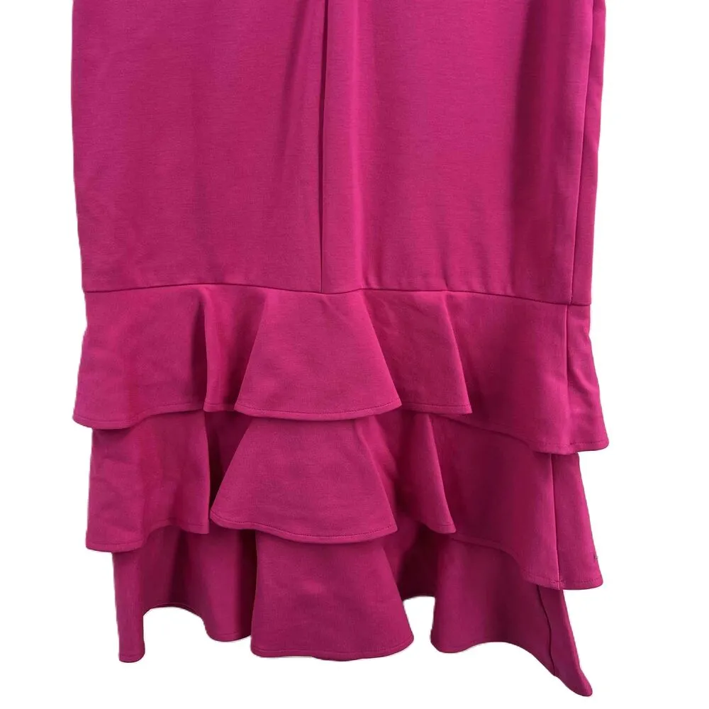 Amanda Uprichard Fuchsia Ruffled Hem Sleeveless V Neck Dress Womens Medium New - Image 5