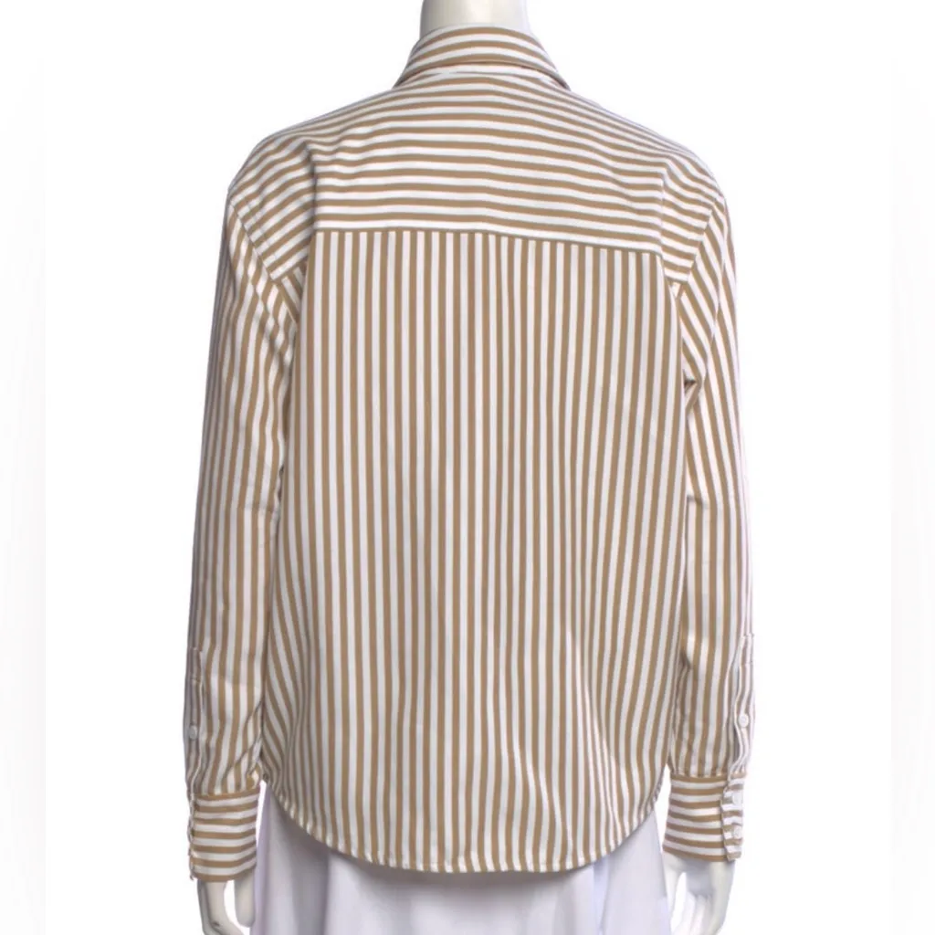 Reformation Striped Button-Up Shirt tan cream - Image 3