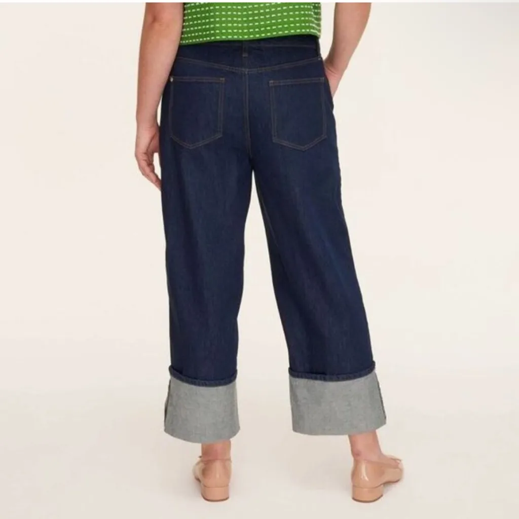 NWT Kate Spade high rise wide leg cuff Women's Jeans size 0 runs big. - Image 3