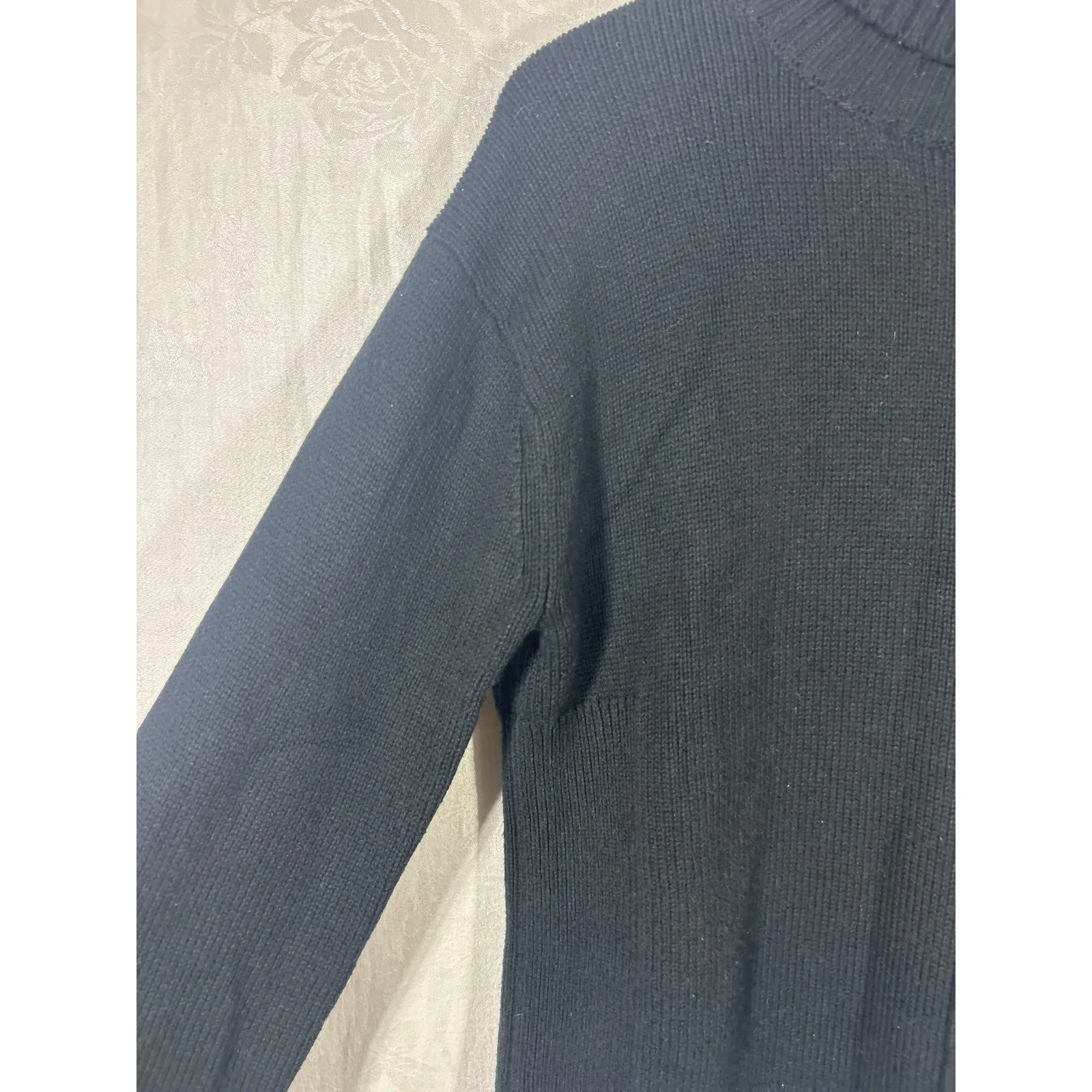 Nordstrom Turtleneck Sweater Small Black Ribbed Organic Cotton Merino Wool - Image 4