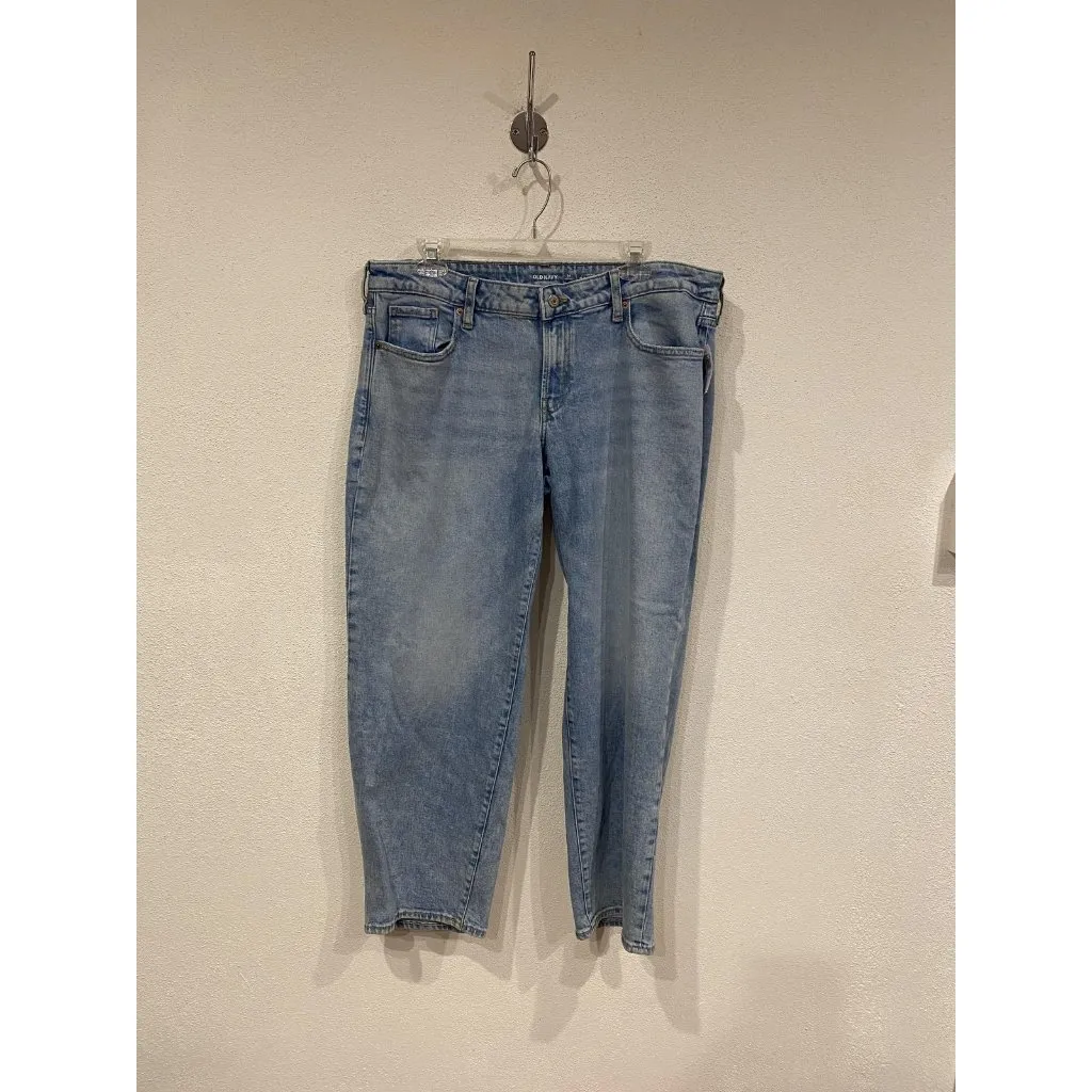 Old Navy O.G. Loose Jeans Womens 14P Blue Light Wash Low Rise Straight Denim - Image 2