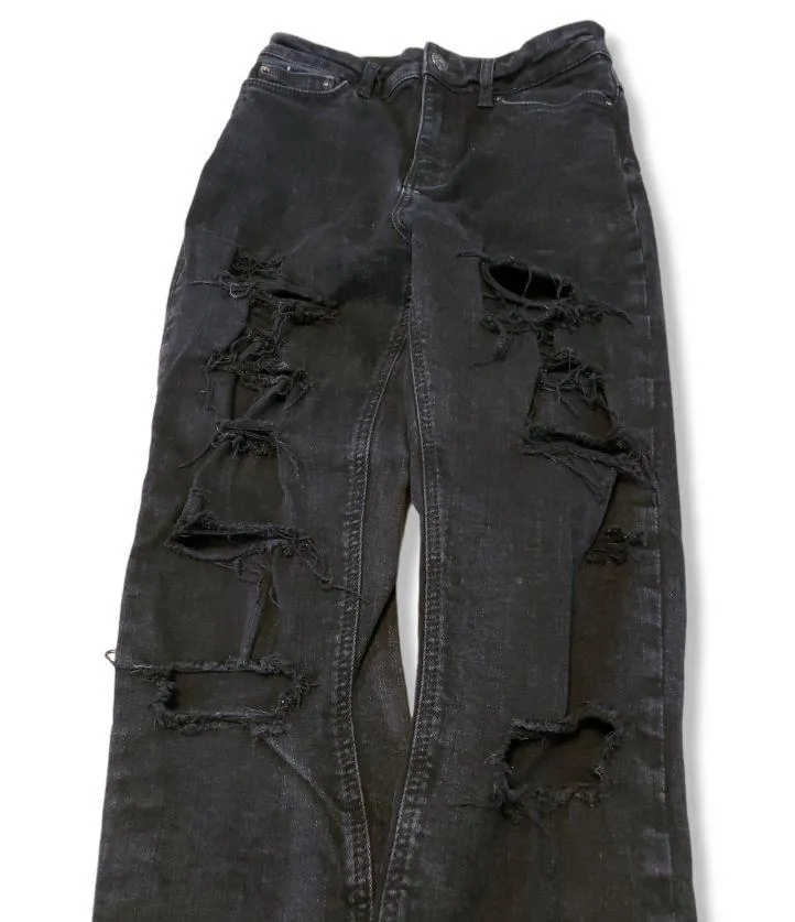 Zara Jeans Size 2 Zara Women Premium Denim Collection Skinny Jeans Destroyed Torn Ripped Distressed Raw Hem High Rise Jeans Stretch  - Image 3