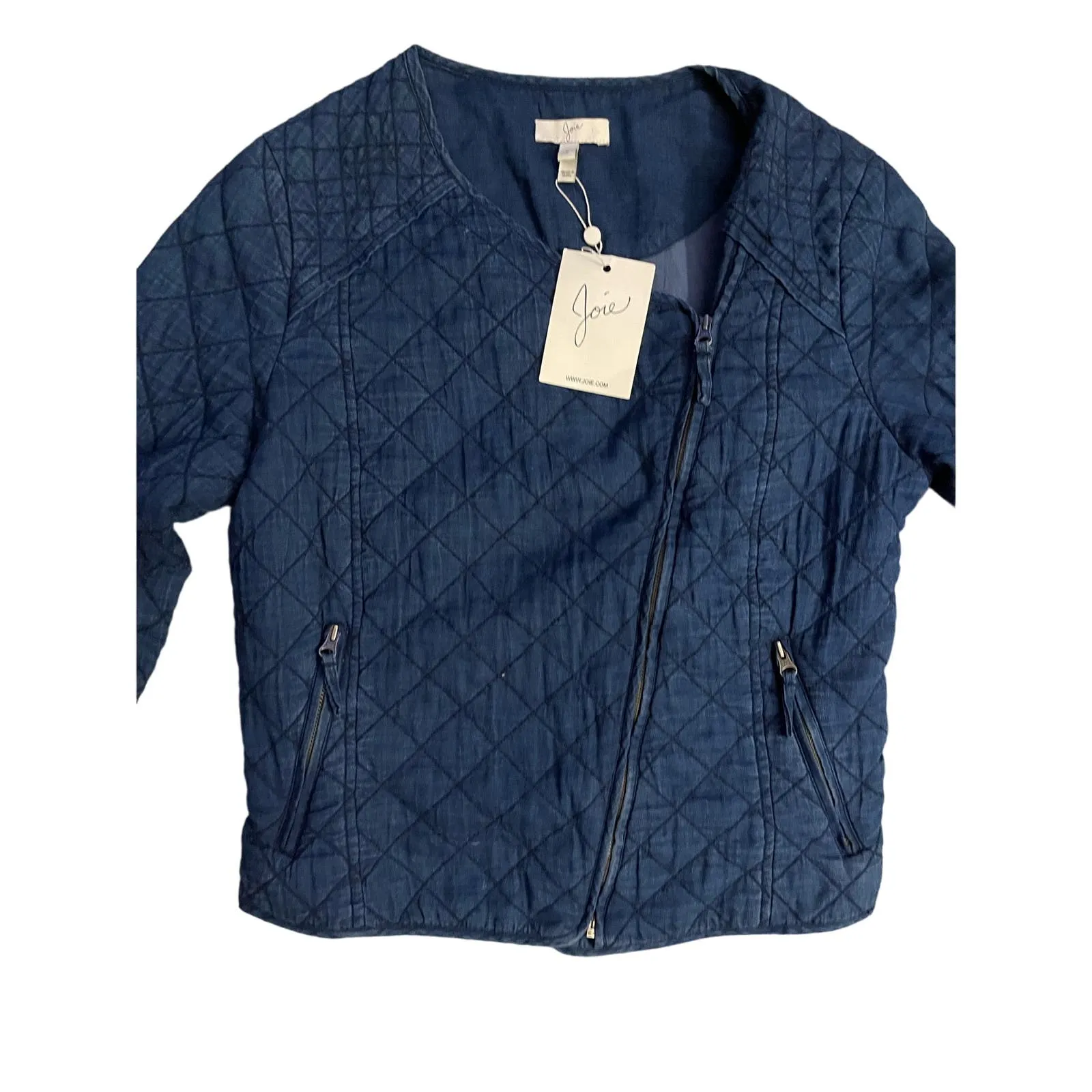 Joie Lightweight Quilted Kassidy Indigo Cropped Jacket‎ Size Small - Image 2
