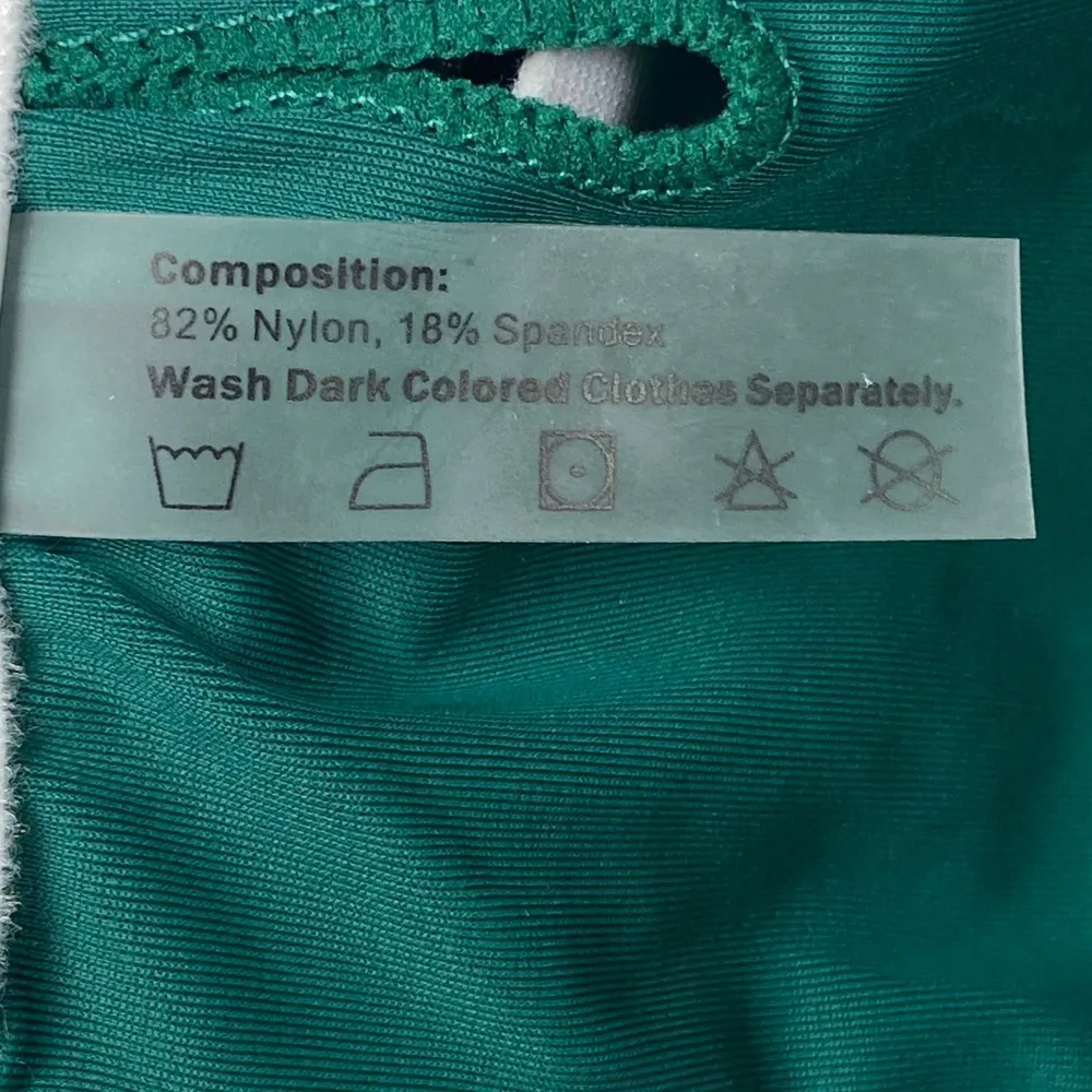 Zaful Green Ring Detail Swim Top Ruched Strapless Bikini Top US 6 - Image 5