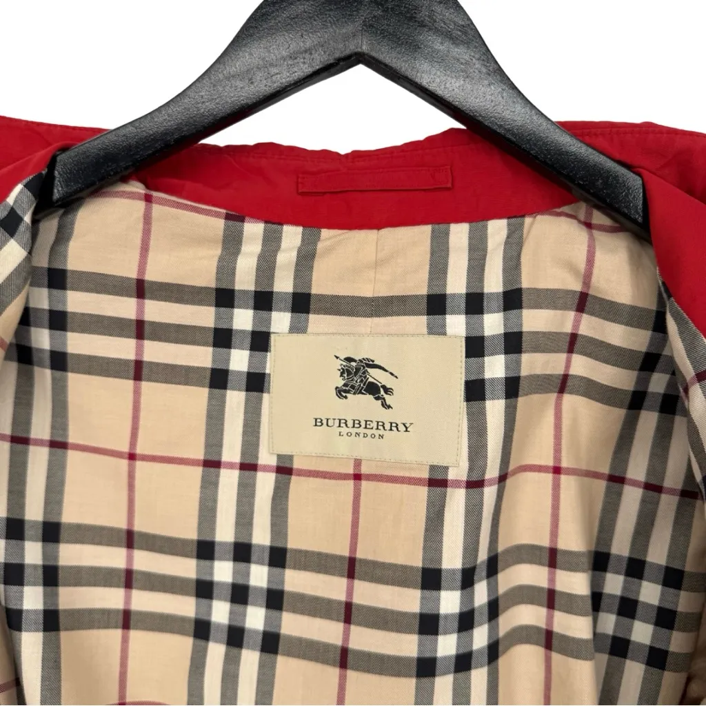 Burberry Vintage Josi Short Belted Trench Coat Cherry Red 6R Small Classic Chic - Image 11
