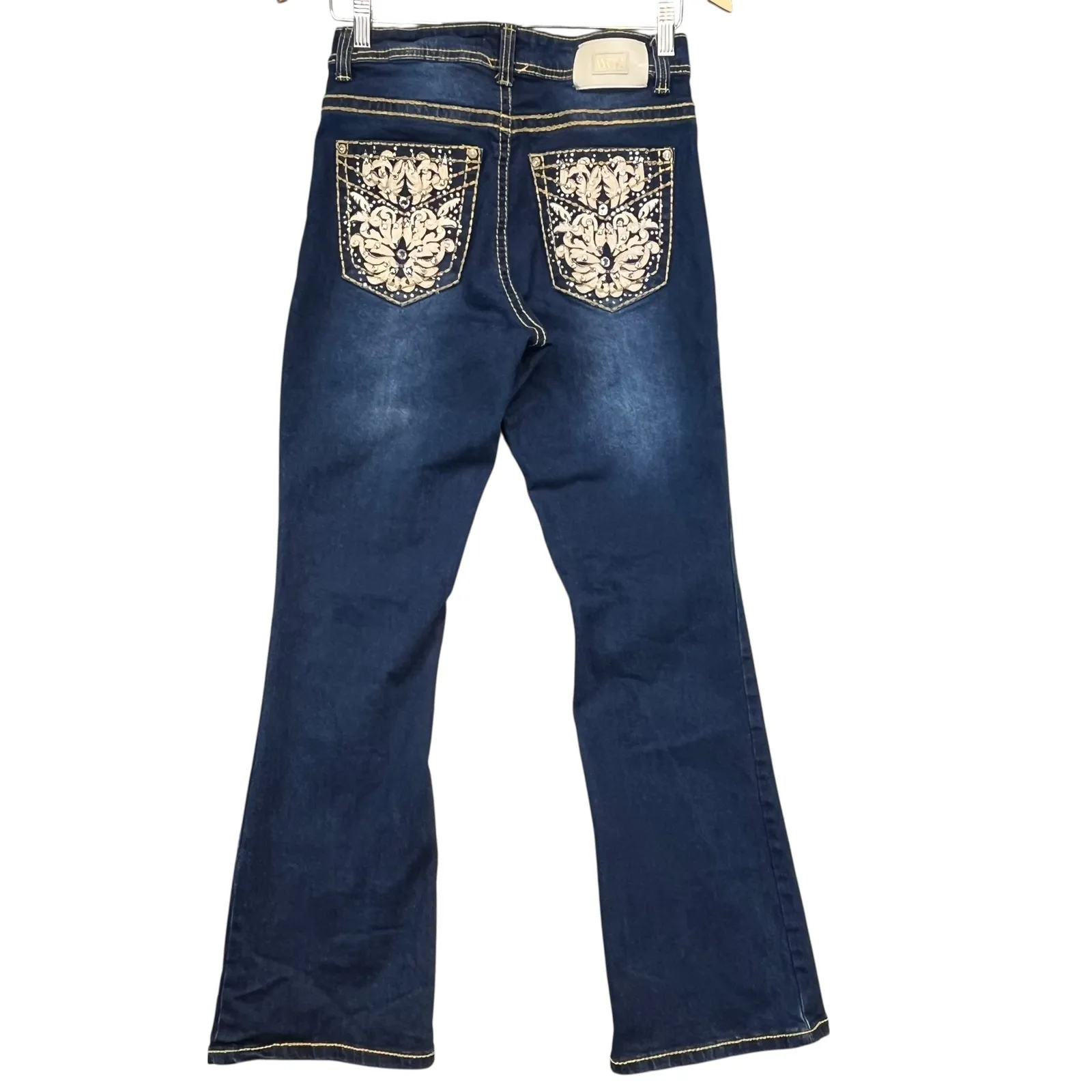 Angel LA Rhinestone Embellished Bootcut Jeans Bling Y2K‎ Western Style 11/28 Blue Size undefined - Image 3