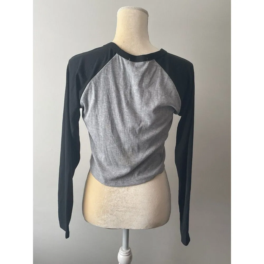 Y2K Faded Rose Wild Free Butterfly Graphic Crop T Shirt Ribbed Large - Image 2