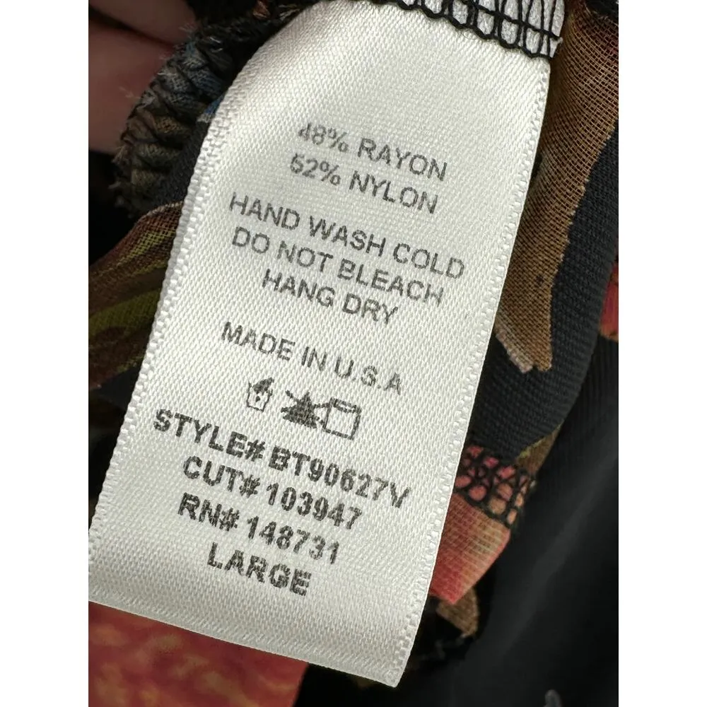 Blue Blush Womens Floral Velvet Tie Front Cardigan Size L Boho Feminine Dark - Image 7