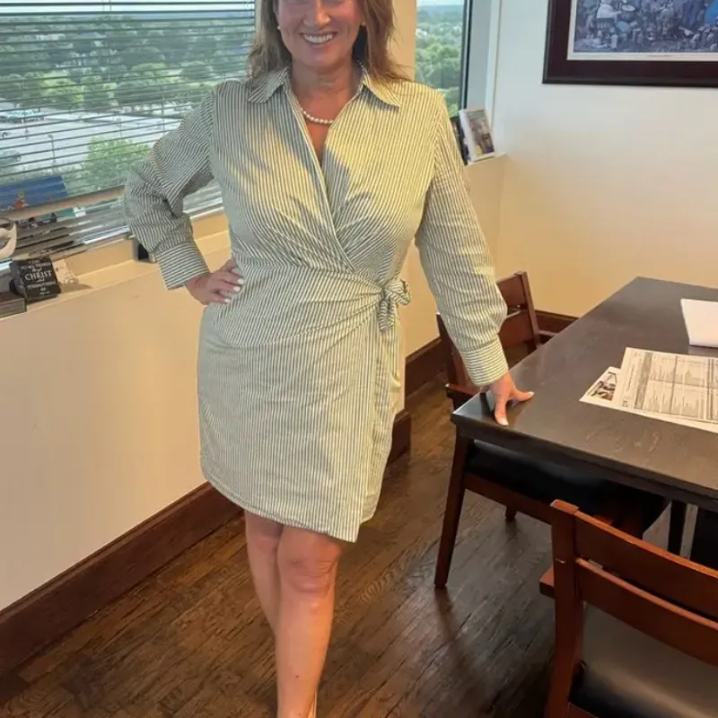 Vince Olive Striped Shirt Wrap Sheath Dress MEDIUM Work Cotton Designer $400 - Image 8