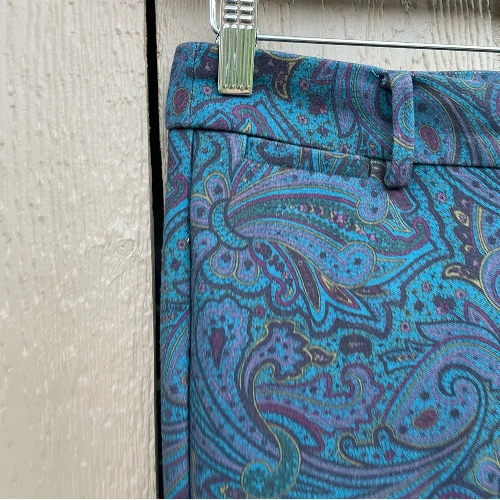Talbots Womens Pants Hampshire Teal Blue Paisley Print   Mid Rise Size 4 - Image 6