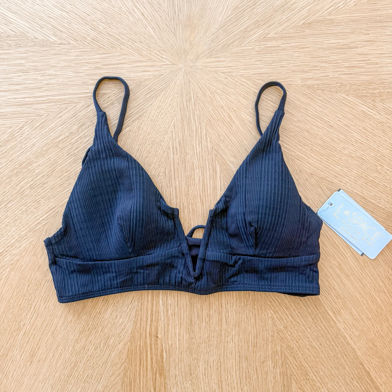 L Space Bikini Top Womens‎ XL Blue Siren Wired Ribbed Swimwear - Image 3