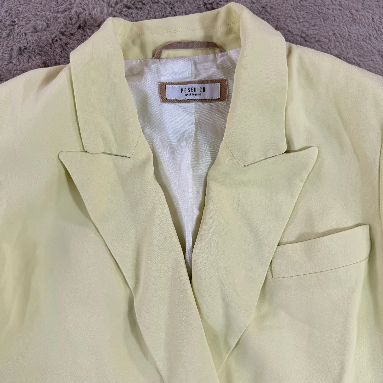 PESERICO Italy Blazer 40 Double Breasted‎ Pastel Yellow Jacket Career Academia Size 00 - Image 5