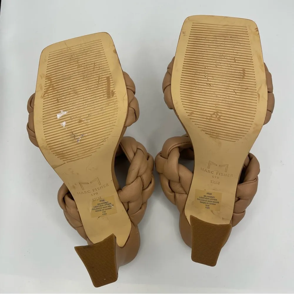 leather braided comfy heeled tan sandals women Size 5 1/2M - Image 10