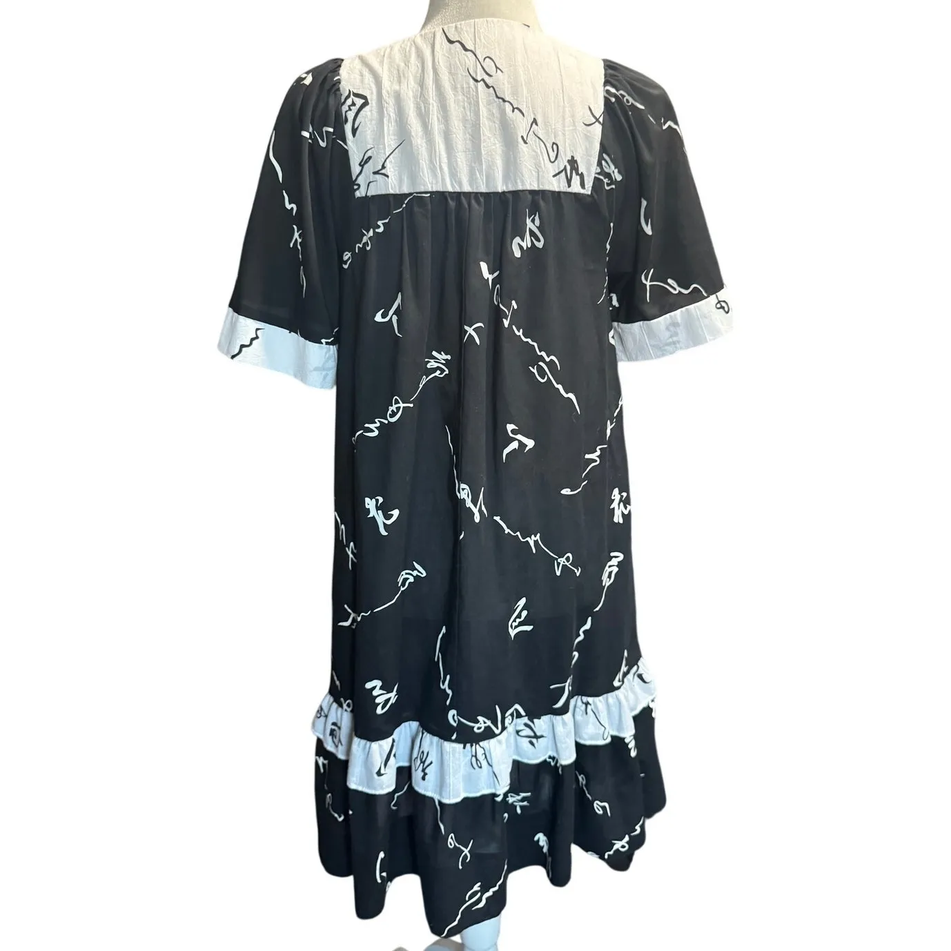 Vintage Hawaiian babydoll dress Sidan Hawaii for Liberty House Estimated Size M Black Size M - Image 4