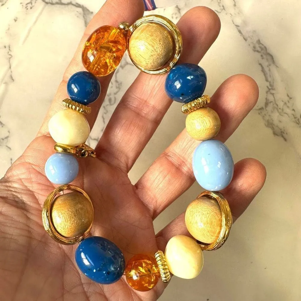 Liz Claiborne orange and blue stretchy bracelet - Image 2