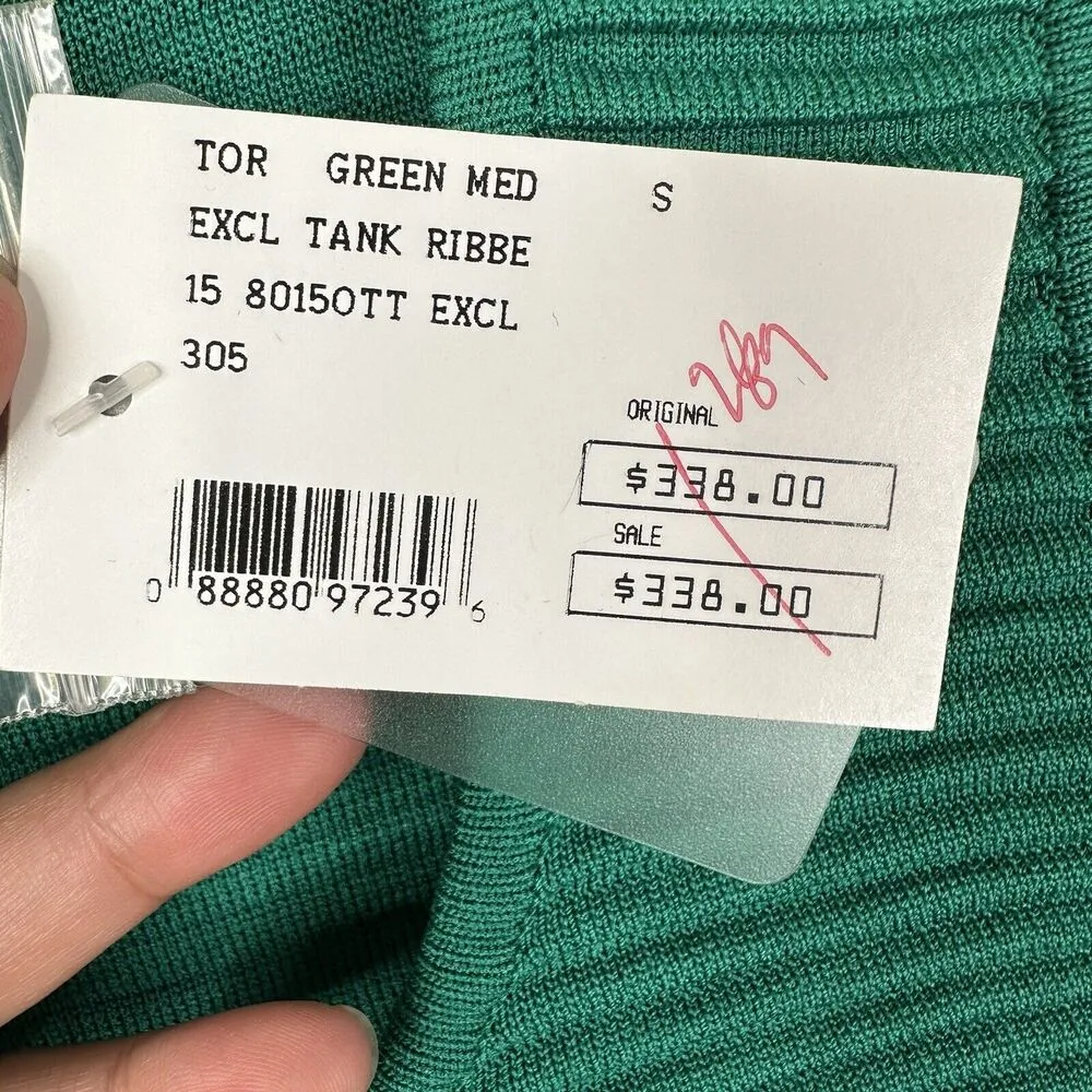 NEW Torn By Ronny Kobo Dress Womens Small Green Ribbed Bodycon Sleeveless - Image 5