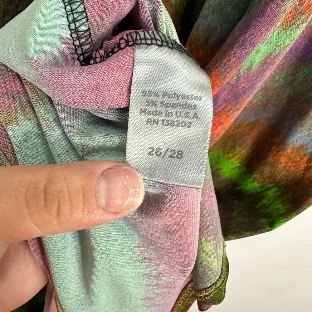 Avenue Dress Midi 26/28 Multicolor Faux Wrap Retro Psychedelic Boho 70s Festival Size 24 - Image 7