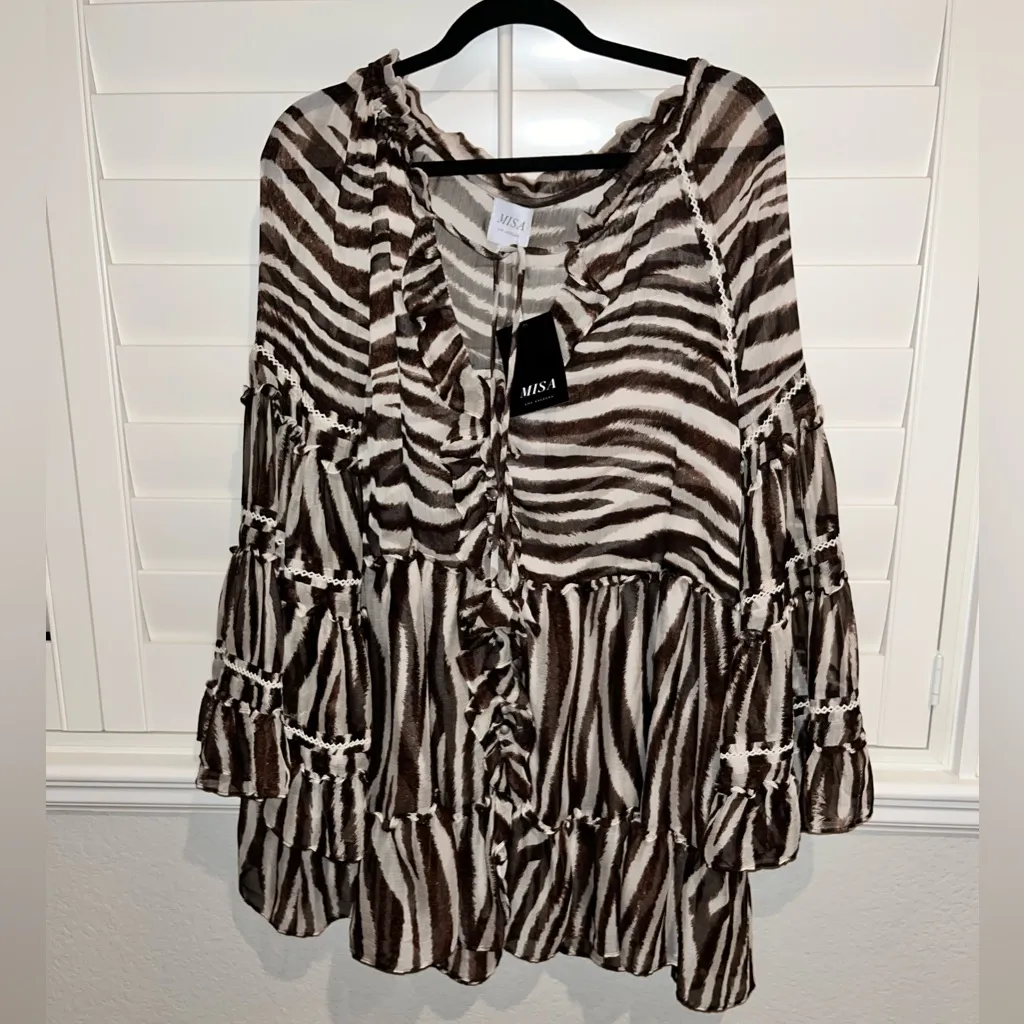 MISA Los Angeles Tallulah Dress Brown Zebra Size XS Animal Print Party Vegas - Image 4