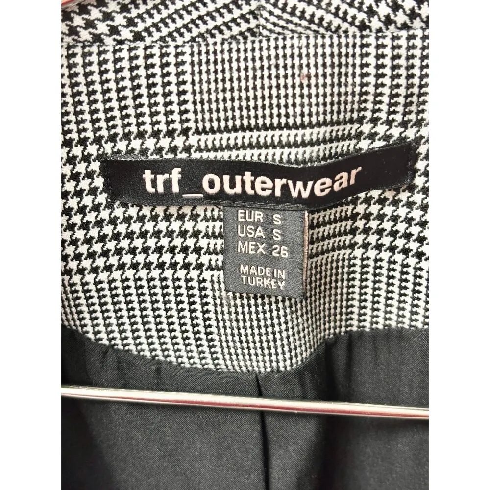 Zara TRF Outerwear Houndstooth Shawl Lapel Double-Breasted Blazer Gray Women' S - Image 3