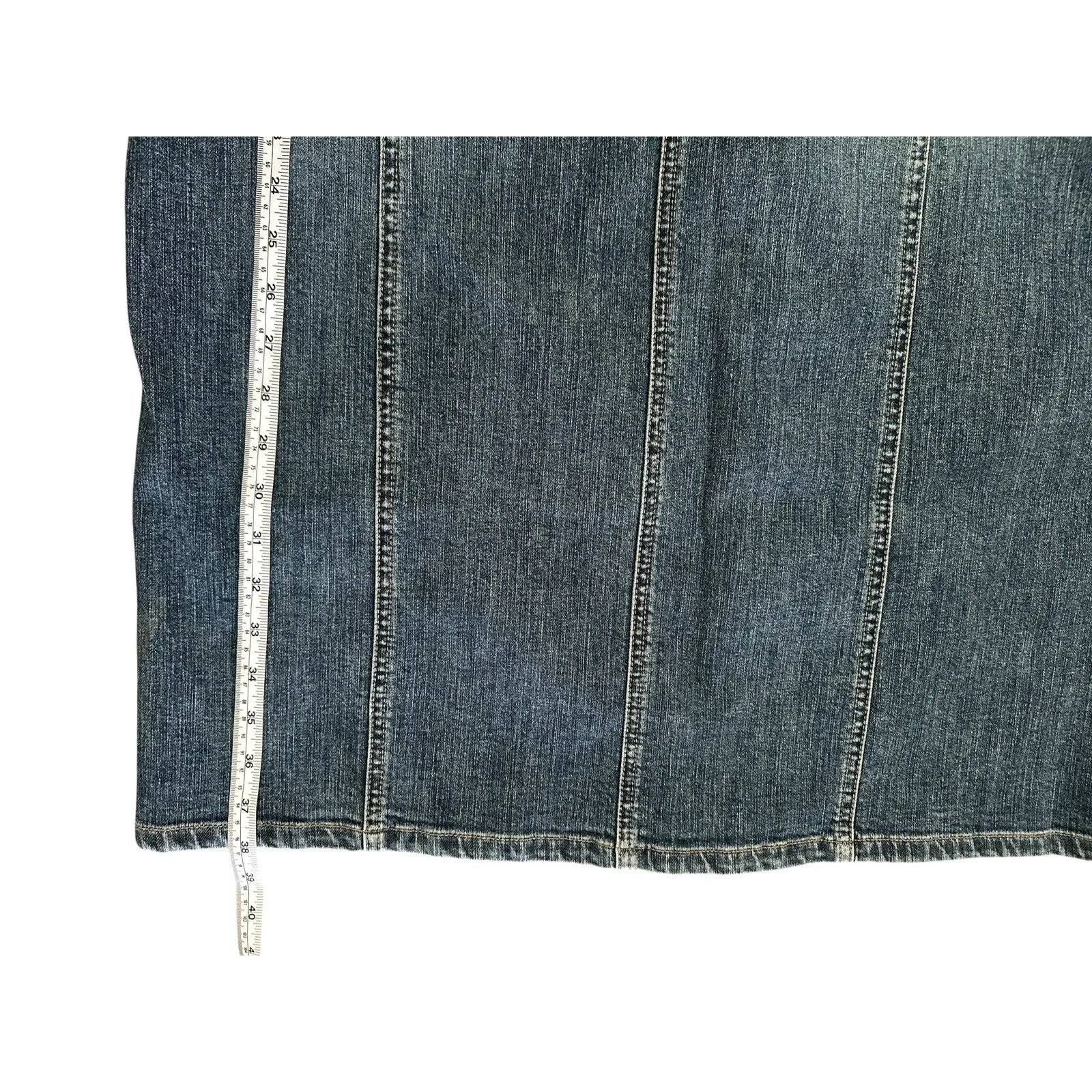 Eddie Bauer Y2K Medium Wash Midi Cargo Skirt TALL/GRANDE Size 12 - Image 9