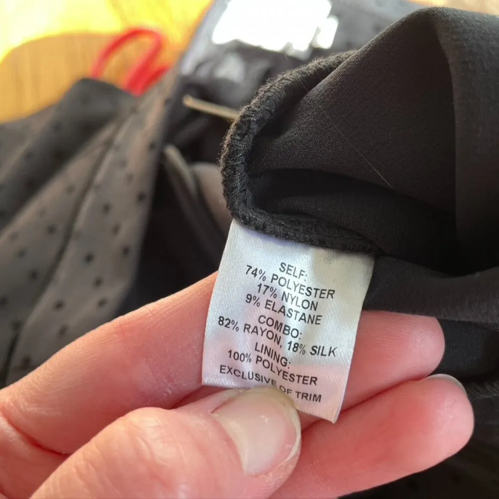 NEW NWT TANYA TAYLOR Swiss Dot Crepe Cropped Pants Black Polka Dot Tapered Crop - Image 13