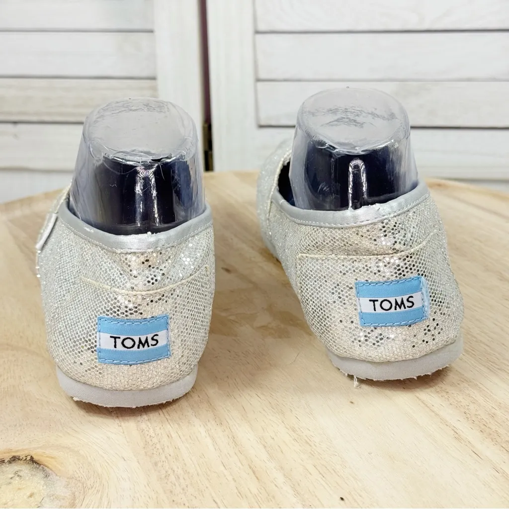 Toms Alpargata Disco Ball Silver Shimmer Slip On Shoes Size 10 - Image 6