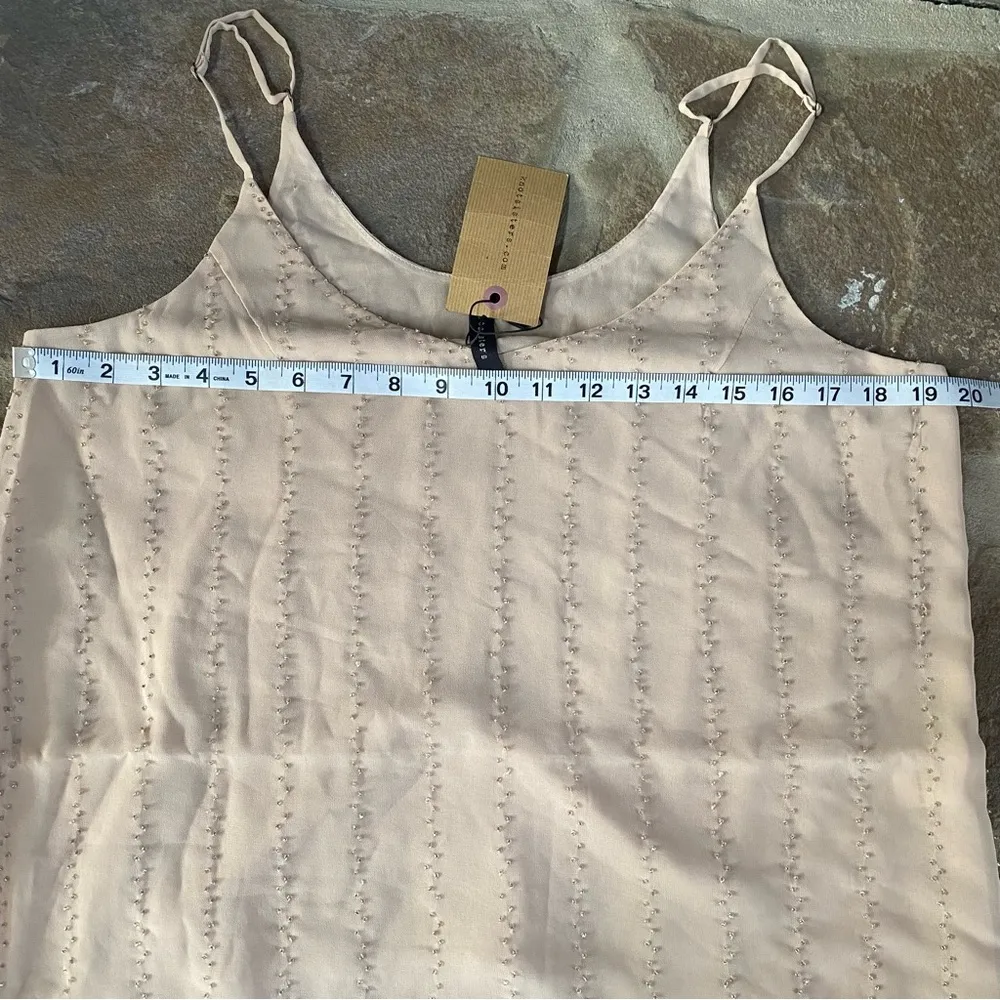 Anthropologie Knot Sisters Greta beaded camisole top blush beige sheer - Image 4