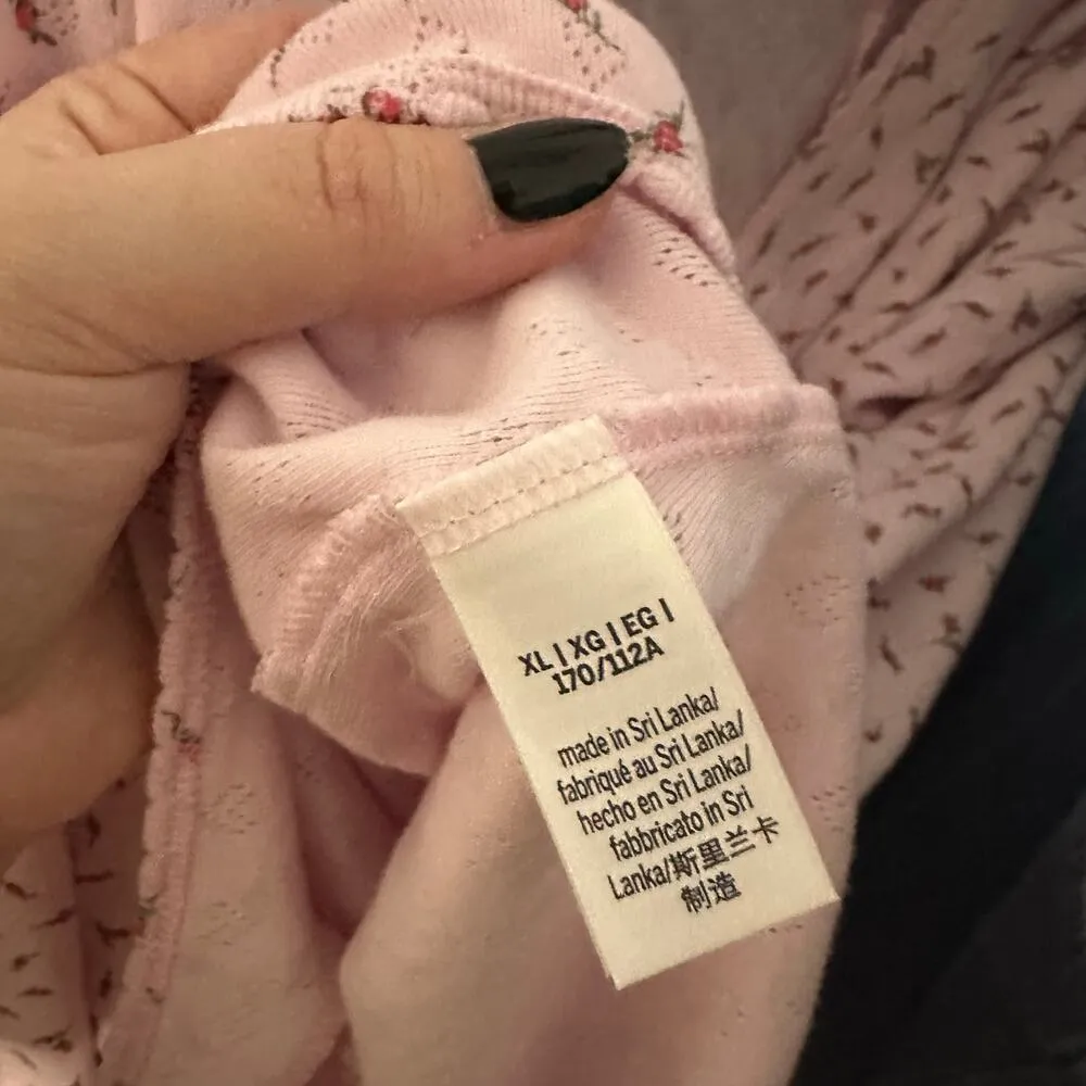 PINK Cotton Heart Pointelle Romper Long Sleeve Pink Size XL - Image 4