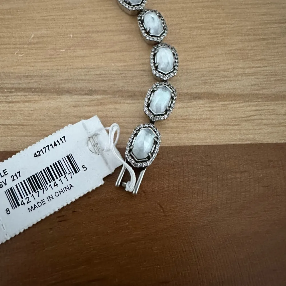 NWT Kendra Scott Cole Bracelet Antique Silver Ivory Mother Of Pearl - Image 4