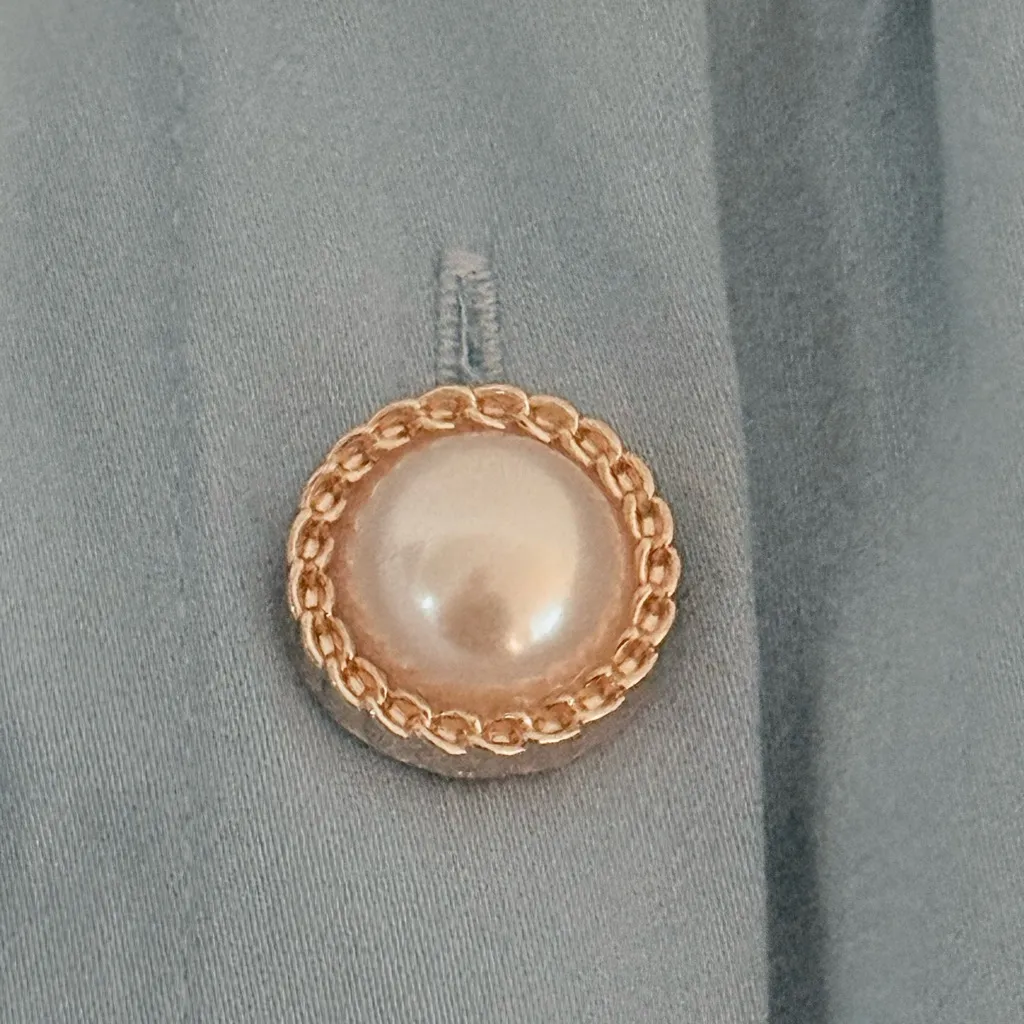 ANTHROPOLOGIE Maeve Basque Waist Button Down Mini Skirt Stone Blue Size XL NEW - Image 5