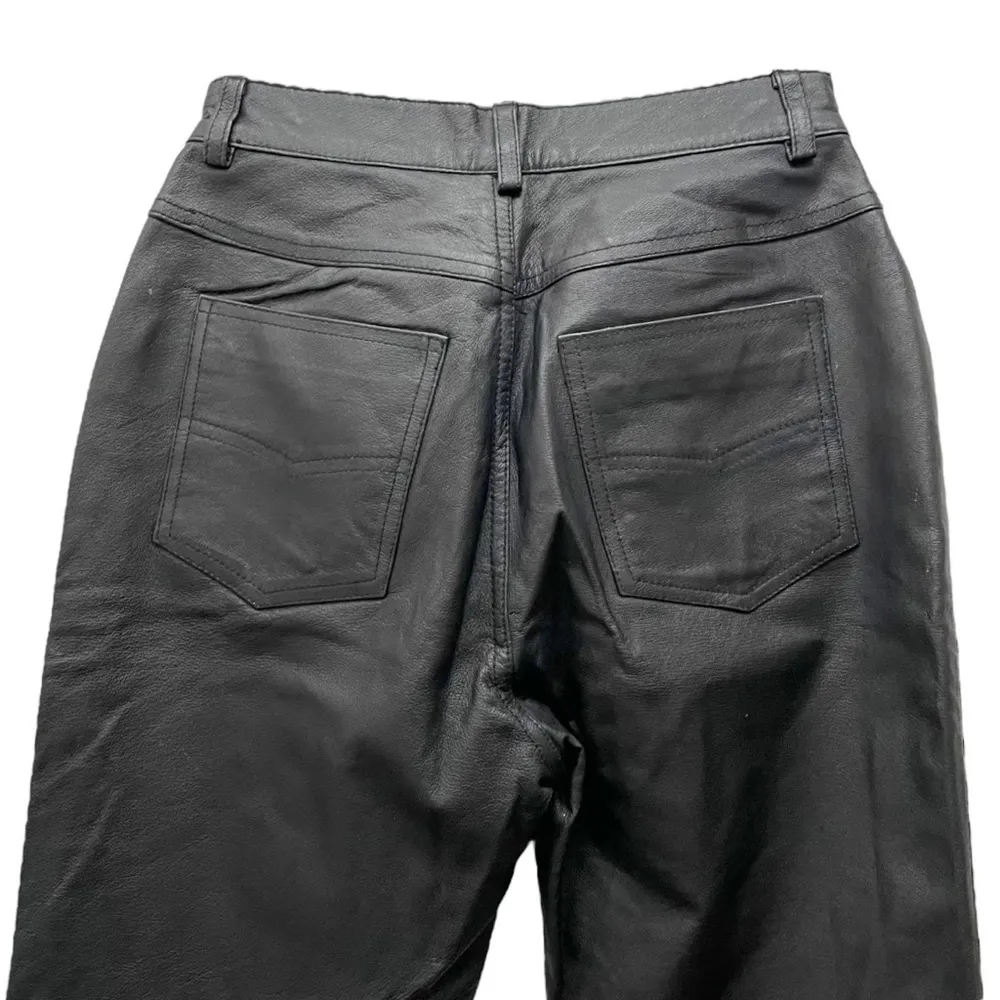 Newport News Vintage  Black Genuine Leather Pants Straight Leg Women’s Size 4 - Image 7