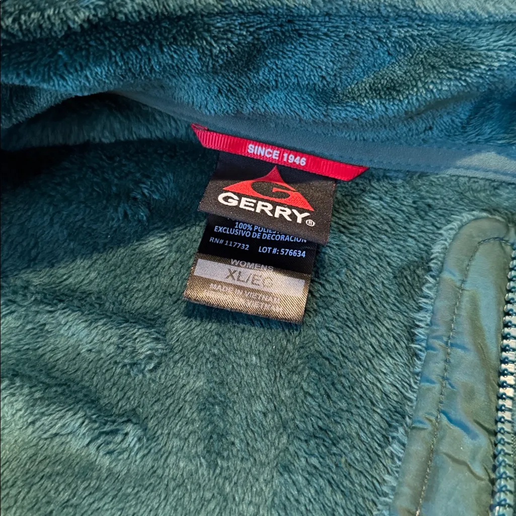 Gerry Weber Dark Green Fleece Teddy Full Zip Jacket SIZE XL - Image 2