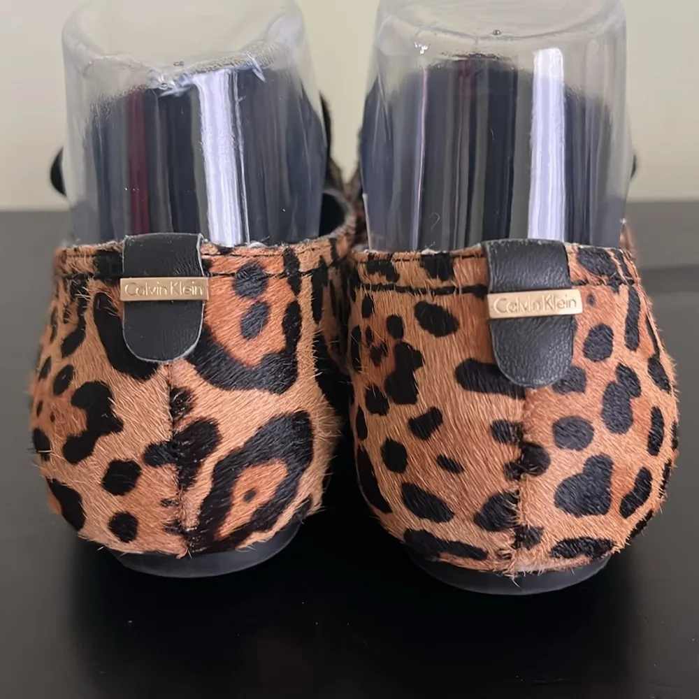 CALVIN KLEIN ORIANNA LEOPARD COW HAIRCALF WOMEN LOAFER FLAT SLIP ON SHOES - Image 4