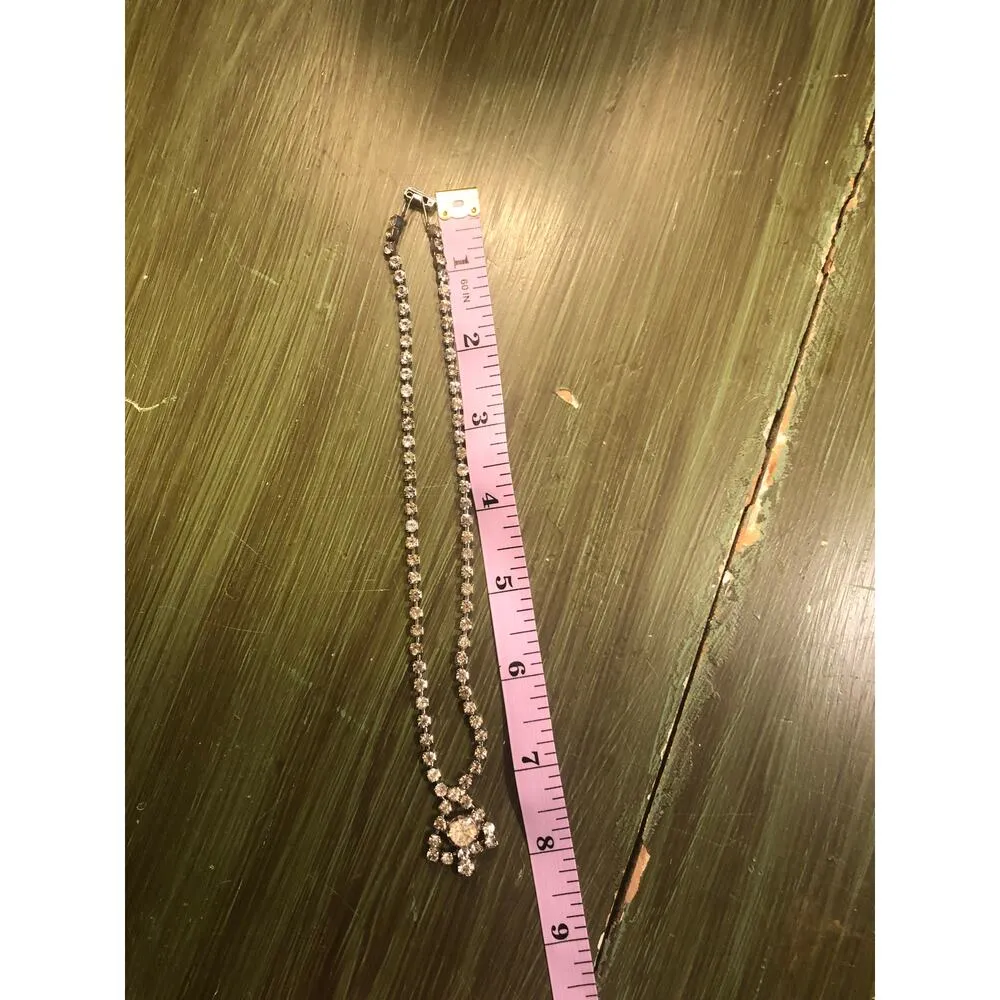 Vintage Rhinestone Silver Necklace - Image 4