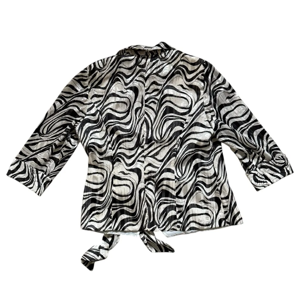 Vintage 90s Alex Evenings Womens XL Jacket Glitter Thread Button Bow Waist - Image 2