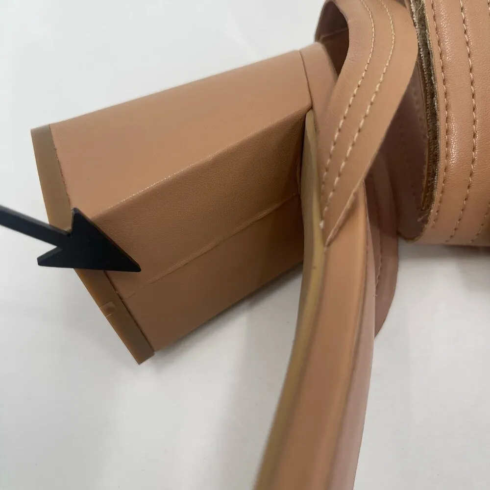 LINEA PAOLO Heels Size 8.5 Emmie Tan Strappy Ankle Block Heel Heeled Sandal - Image 4