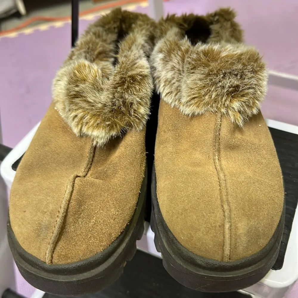 Skechers Womens Fortress Clog Chunky Slipper Slip On Brown with Faux Fur Size 10 - Image 4