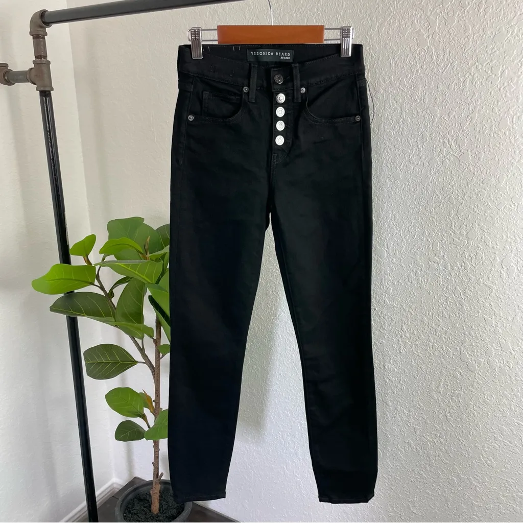 NWT Veronica Beard Debby Skinny Button Fly Jean Size 24 in Onyx - Image 4