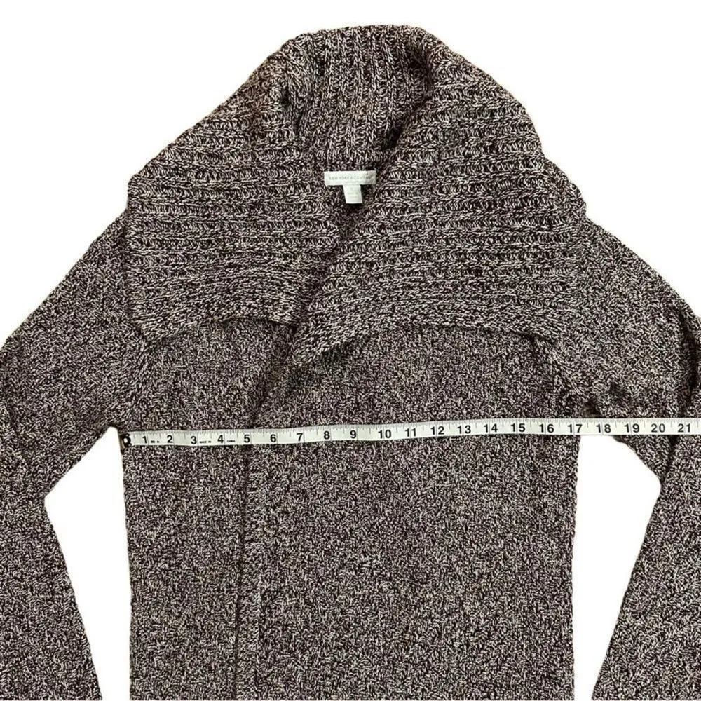 New York & Company Burgundy Gold Metallic Marbled Sailor Collar Cardigan Medium Purple - Image 8