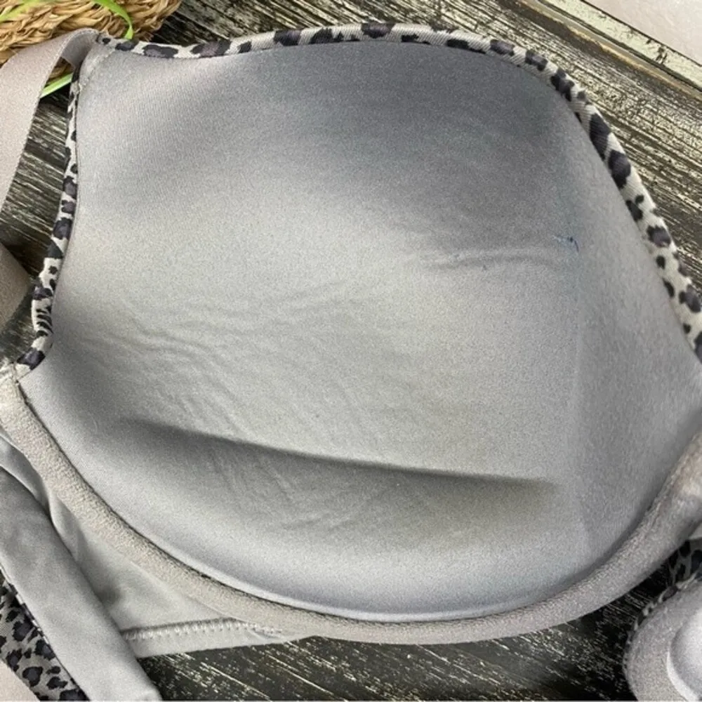 Maidenform Gray & Black Animal Print Custom Fit Tailored Demi Underwire Bra 38D - Image 3