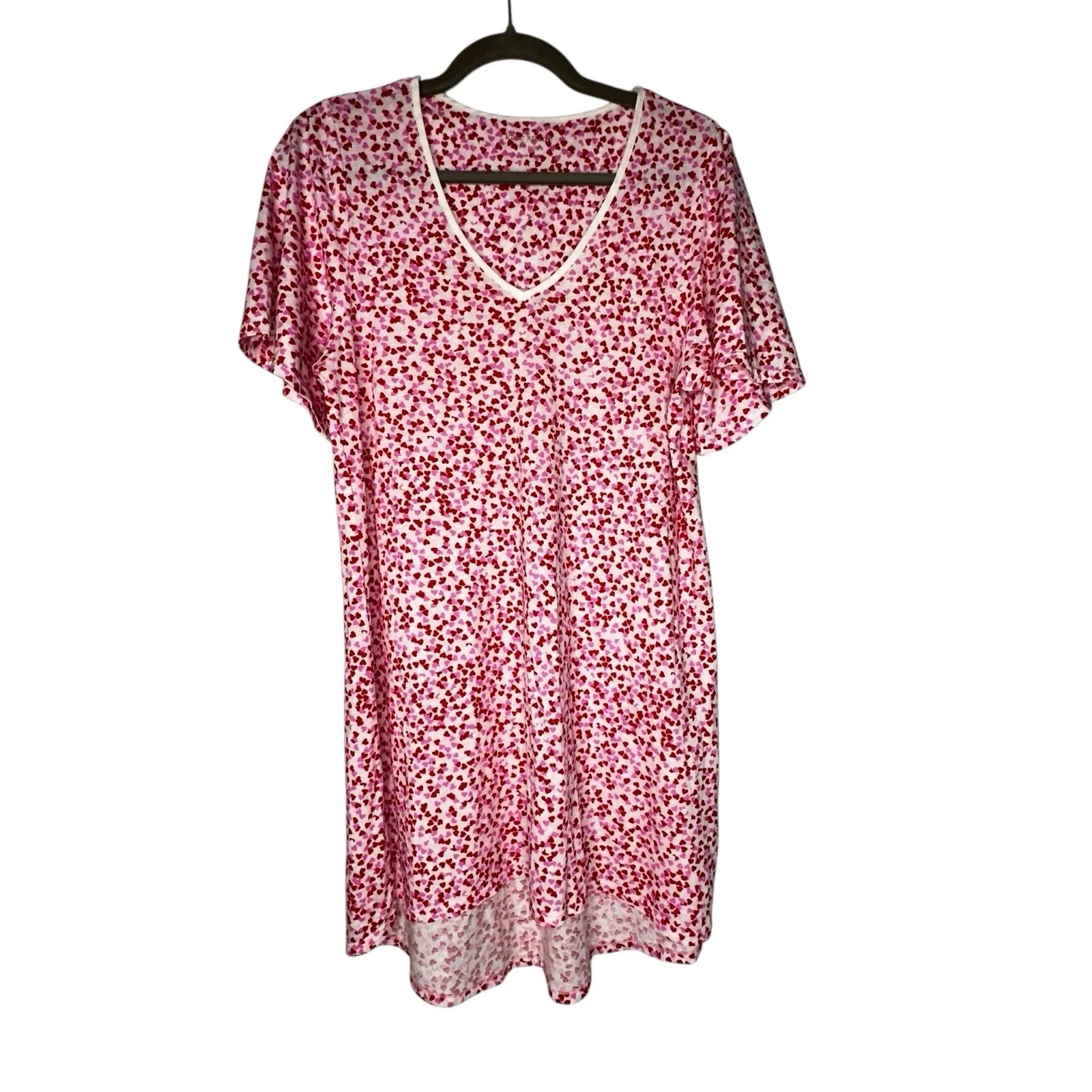 Kate Spade Confetti Hearts Night Shirt Red Pink Sleep‎ Short Gown Valentine - Image 5