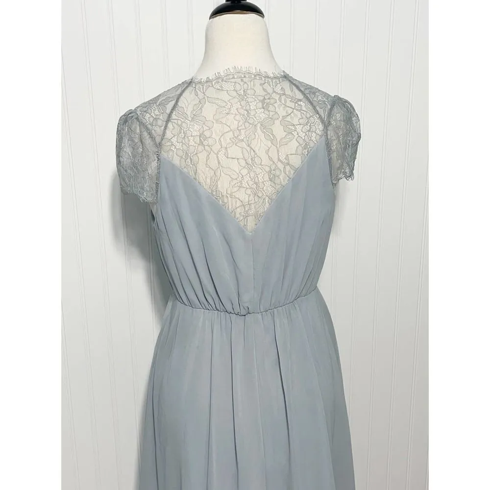 Asos Kate Lace Maxi Dress Gown Eyelash Lace V-Neck Short Sleeves Baby Blue 6‎ - Image 5