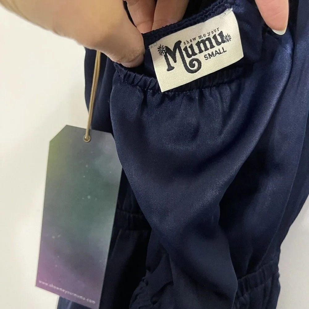 NWT Revolve Show me Your Mumu Heather halter navy side slit maxi dress small - Image 9