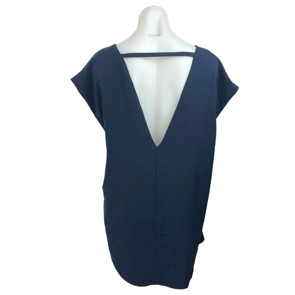 Slate & Willow Lexi Women's Blue Short Cap Sleeve Back Cutout Shift Dress Size M - Image 4