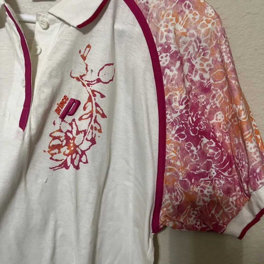 Womens PRINCE Polo shirt Pink & White sz M tennis golf Size M - Image 2