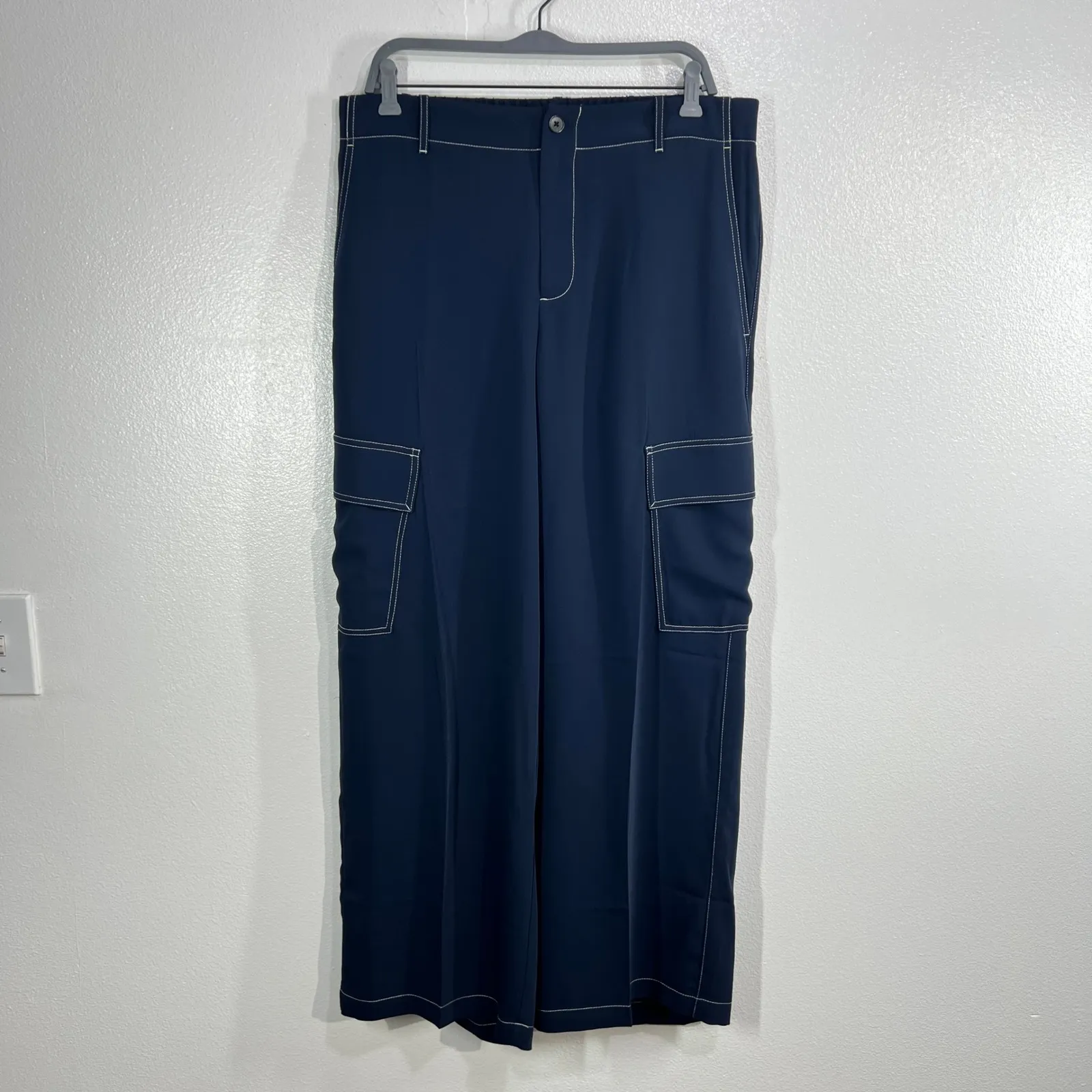 Madewell Pull On Utility Pants 12 Women Deep Indigo Minimal Casual Wide Leg - Image 2