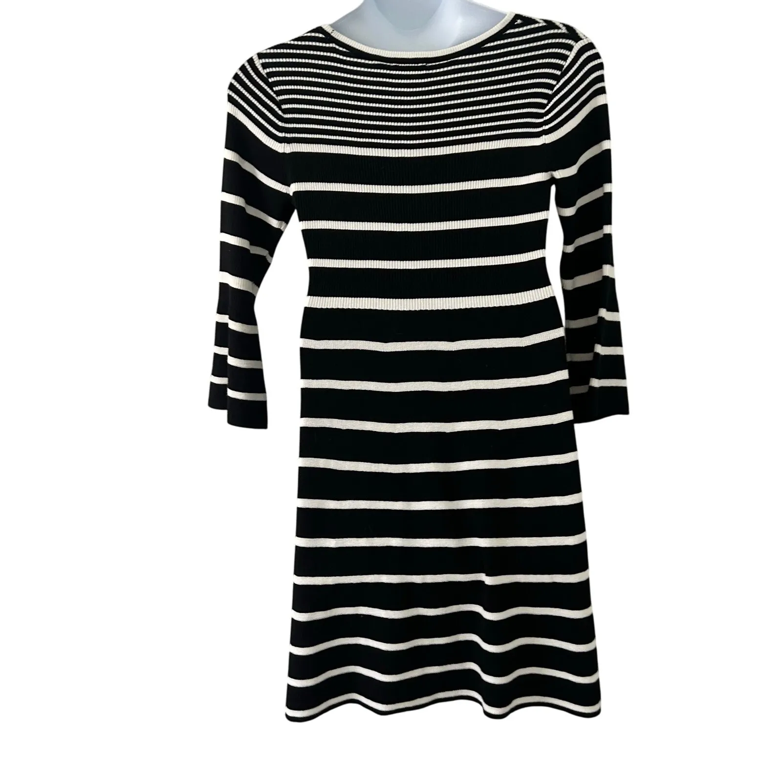 Est 1946 Women's Striped 3/4 Bell Sleeve Black White Sweater Dress M Medium NWOT - Image 6